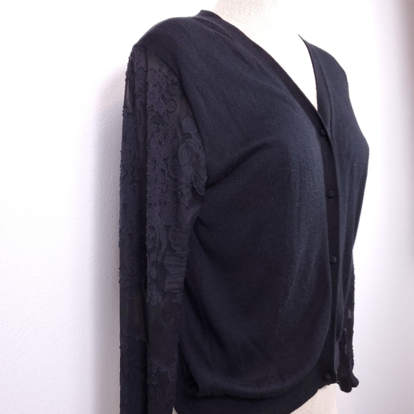 Claudie Pierlot Black Lace Long Sleeve Top - Picture 3 of 8